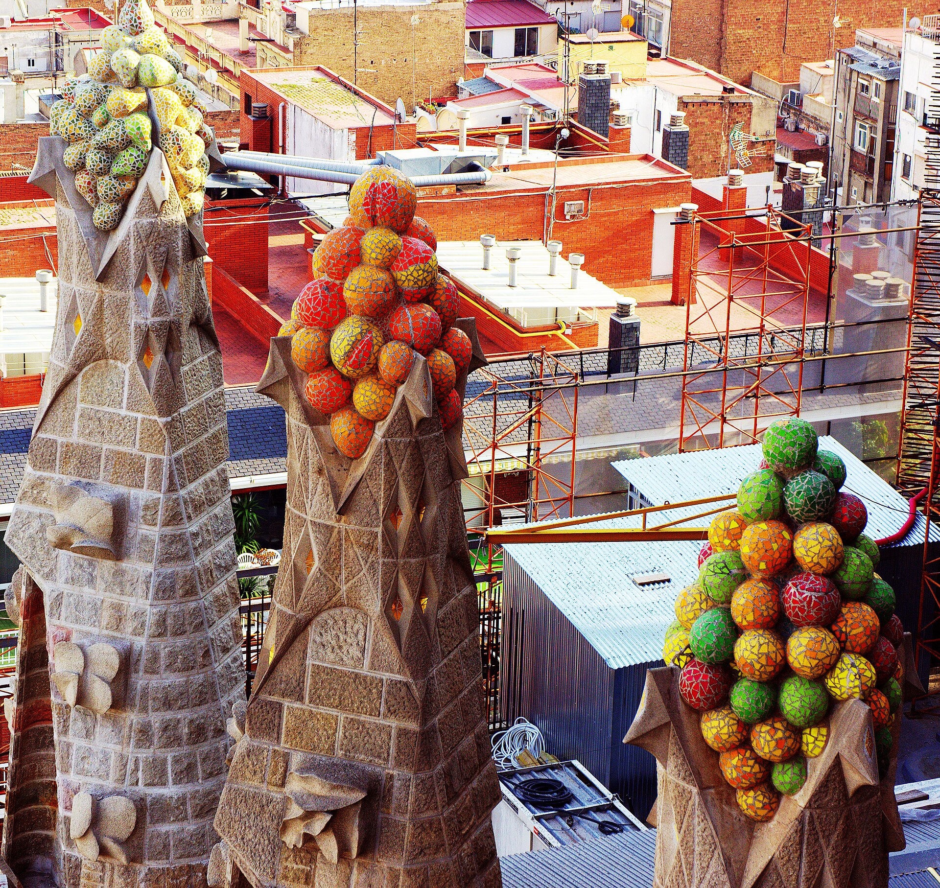 Gaudí's Sagrada Família basilica towers in Barcelona